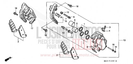 ETRIER DE FREIN AVANT GL1500CW de 1998
